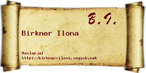 Birkner Ilona névjegykártya
